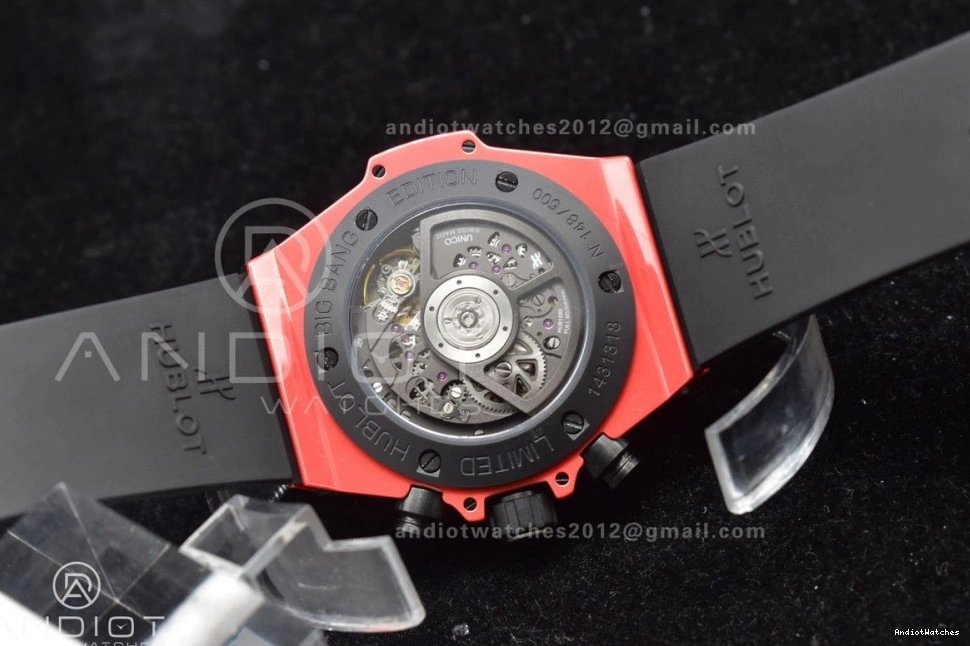 ComfortFit Skeleton 1:1 388 A Red Unico Dial Ceramic Big on Bang Best Rubber BBF Magic Edition Strap Red 0411